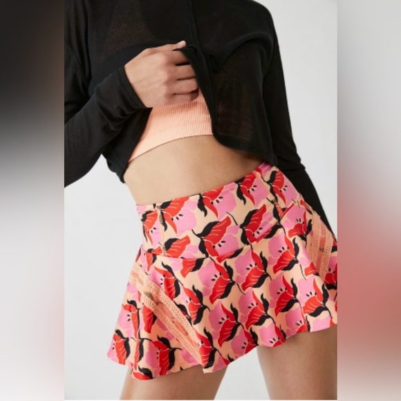 Free People Movement Pleats And Thank You Print In Clementine Combo Skirt size L - Picture 1 of 13